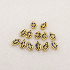 Colgante de aleación de La Virgen María de talla grande 46*25mm, Medalla Milagrosa de plata azul, accesorios de encanto religioso católico - Product Image 2