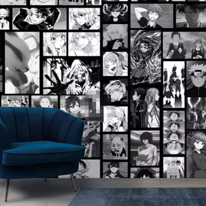 อะนิเมะตัวละครการ์ตูนญี่ปุ่นสีดำและสีขาวลอกและวางภาพจิตรกรรมฝาผนังวอลล์เปเปอร์ที่ถอดออกได้ - Product Image 2
