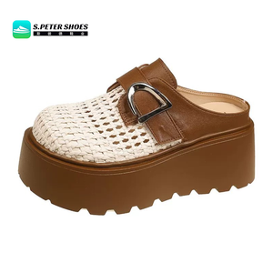 <span class=keywords><strong>Sandales</strong></span> <span class=keywords><strong>compensées</strong></span> en maille tissée pour femmes, style Mary Jane à bout fermé, avec boucle réglable – Vente en gros - Product Image 1