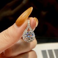 Vrai collier en argent 925 avec moissanite de couleur D, 3 carats, plein de gouttes d'eau, chaîne de collier en moissanite pour femmes, bijoux de fiançailles