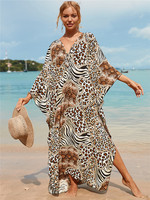 Robe de plage d'été pour femmes grandes tailles 2027, imprimé animal, anti-UV, kaftan, tenue de plage