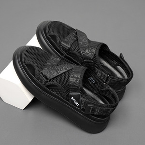 Men'S Genuine Leather Summer Breathable Anti Slip Open <b>Toe</b> Arch <b>Support</b> Soft Soled Casual Over the Knee Beach Slippers - Product Image 3