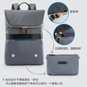 Kingsons Women's Crossbody Bag Grey Polyester Zipper Closure <b>Business</b> Travel <b>Backpack</b> Soft Handle Interior Pocket - Product Image 3