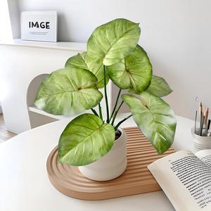 Plante artificielle miniature Caladium en pot, fausse Alocasia ornementale pour la décoration de tables d'hôtels et de cafés (vente en gros) - Product Image 4