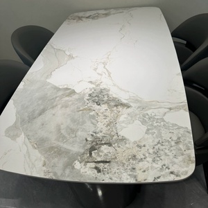 Meubles de salle à manger italiens de luxe Ensemble de tables de salle à manger ovales en marbre naturel - Product Image 3