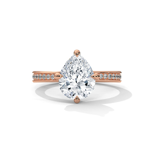 แหวนคู่แต่งงาน/หมั้นสไตล์วินเทจสีโรสโกลด์แบบกำหนดเองของ RAAMAA ประดับเพชรทรงลูกแพร์ที่เพาะเลี้ยงในห้องปฏิบัติการ - Product Image 1