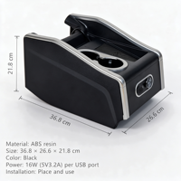 Boîte d'accoudoir centrale avant personnalisée pour Honda N-Box, console centrale de voiture, rangement, porte-gobelets ABS, console d'accoudoir avec chargement USB