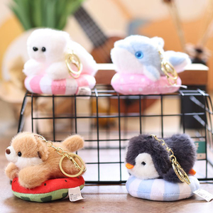 Dễ thương bơi vòng ống Gấu bắc cực chim cánh cụt cá heo Rái cá búp bê sang trọng Keychain Mặt dây chuyền mềm đồ chơi đại dương biển thú nhồi bông túi quyến rũ - Product Image 1