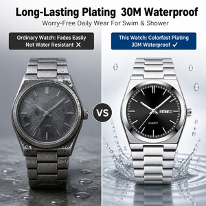 Reloj de Pulsera de Acero Inoxidable Azul y Rojo, Relojes de Diseño de Alta Gama para Hombre con Nombres, Reloj de Mano de Lujo a Prueba de Agua para Hombre - Product Image 5