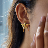 Boucles d'oreilles tendance en acier inoxydable plaqué or 18 carats, étanches, motif cerise fondue en métal liquide pour femme