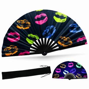 Holographic Large Reflective Hand Fan Premium Bamboo Clack Eco-Friendly Feature for Halloween Occasions - Product Image 6