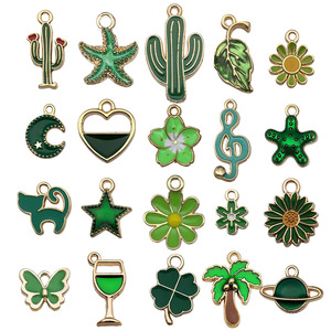 Green Alloy Pendant Charms Mixed Shapes For DIY Bracelet <b>Necklace</b> Jewelry Accessories Zinc Alloy Oil Dripping Finish - Product Image 5