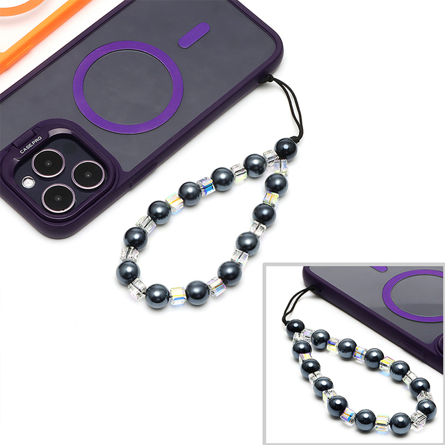 Luxury Mobile Phone Crystal Beads Wrist Straps Glitter Keychain Crystal Phone Chain