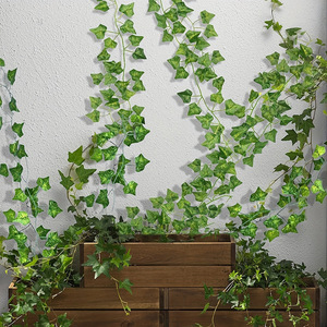 Enredadera Artificial de Virginia Creeper de 100cm/200cm, Decoración de Hojas Verdes para Colgar en Paredes Exteriores, Alta Simulación - Product Image 3