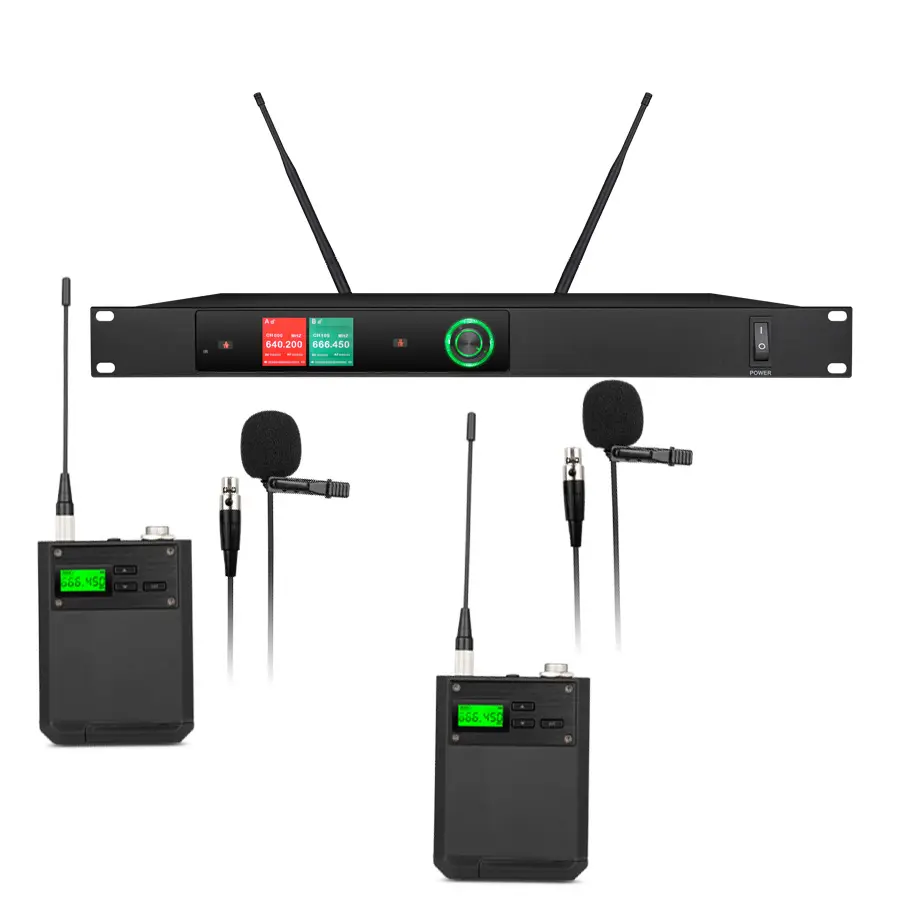 Mikrofon panggung nirkabel UHF Digital, Headset Lavalier genggam KSM8 mikrofon saluran ganda