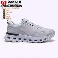 Sneakers unisexes à semelle coussinée ajourée avec logo personnalisé, en mesh PU respirant, légères, pour la marche et la course à pied