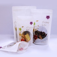 Pochette Doypack Personnalisée avec Fenêtre pour Alimentation, Sac d'Emballage Alimentaire Transparent, Sachet à Fermeture Ziplock en Plastique, Emballage Carton Blanc, Sacs à Bonbons en LDPE
