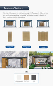 Pérgola de techo impermeable con persianas motorizadas de aluminio de tamaño estándar de <span class=keywords><strong>3x3</strong></span> 3x4m con tira de LED y persianas para exteriores para jardín o Patio - Product Image 4
