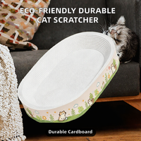 Lit grattoir pour chat en carton ondulé écologique, ovale, résistant à l'usure, pour animaux de compagnie, à intérieur