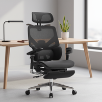 Chaise de bureau ergonomique JR RACING à dossier haut 6D en maille, design moderne, pivotante, avec soutien lombaire réglable
