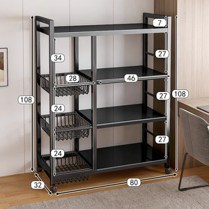 Multi-Layer Metal Kitchen Rack Floor-Standing Vegetable Basket Storage Multi-Functional <strong>Microwave</strong> Oven <strong>Shelf</strong> for Kitchen - Product Image 6
