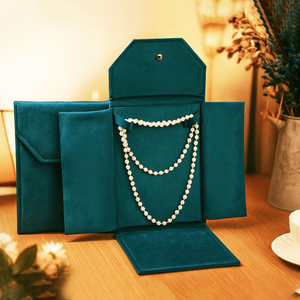 Sac de rangement en velours haut de gamme avec boucle et perles pour collier, boîte d'emballage portable multifonctionnelle multicolore pour bijoux et pendentifs - Product Image 4