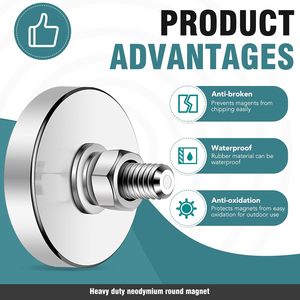 Neodymium Vòng Nam Châm Với M6 Nam Chủ Đề 90lb Hoặc 150 LB Vòng Nam Châm Với Bolt Stud Gắn Nam Châm Cho Chiếu Sáng Máy Ảnh - Product Image 2