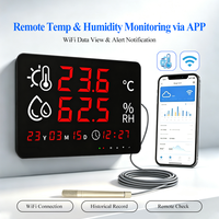 Moniteur de température et d'humidité WiFi industriel avec écran LED, sonde externe haute température, application mobile et enregistrement de données à distance