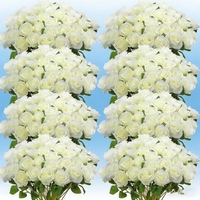 Roses artificielles en soie ivoire, bouquets de 24 têtes, décoration de mariage, roses artificielles en vrac blanc poudré