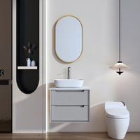 Meuble de salle de bain moderne en contreplaqué multicouche résistant à l'eau avec vasque en roche pour hôtel, appartement, villa