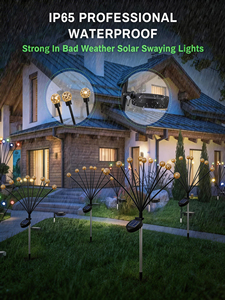 Lampe solaire LED 8 têtes en forme de champignon à piquet, détection automatique crépuscule-aube, effet balayage par <span class=keywords><strong>le</strong></span> <span class=keywords><strong>vent</strong></span>, étanche IP65, pour décoration extérieure de <span class=keywords><strong>jardin</strong></span> et allées - Product Image 4