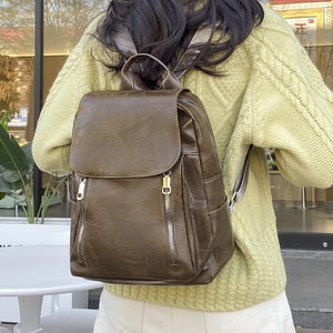 Mochila escolar Vintage, mochila de cuero PU para mujer, mochila escolar para ordenador portátil, bolsas de viaje de gran capacidad <span class=keywords><strong>o</strong></span> de viaje - Product Image 6