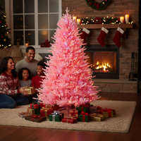 Bestseller Prinzessinnen-Stil 7FT Voll-PE Rosa Weihnachtsbaum Vorbeleuchtet mit LED Modische Heimdekoration OEM Akzeptiert Muster & Fabrikpreis