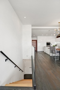 Escalera interior de acero al carbono para el hogar, escalones rectos de <span class=keywords><strong>madera</strong></span> <span class=keywords><strong>con</strong></span> cable, material de construcción moderno - Product Image 3