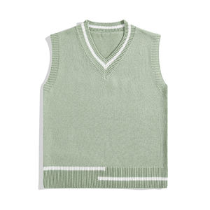2024 فيست مخصص للرجال بشكل قبة-V سترة مخططة بلا أكمام سترة محبوكة الربيع القطن سترة مريحة العارضة محبوكة - Product Image 3
