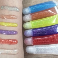 Gloss à lèvres liquide minéral transparent brillant avec paillettes rouges, logo personnalisé