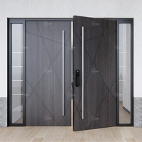 UK haut standard entrée principale en bois massif double porte dernier design porte double principale double feuille porte en bois de noyer
