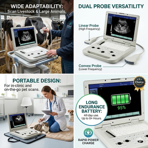 Appareil d'échographie vétérinaire portable BV-N20, scanner numérique complet pour animaux, double sonde, pour chien, chat, bovins, moutons, porcs, chevaux - Product Image 6