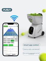 Machine à balles de tennis portable intelligente PUSUN PT-MAX C avec contrôle par application IA, entraîneur de tennis pour entraînement individuel/collectif, distributeur de balles