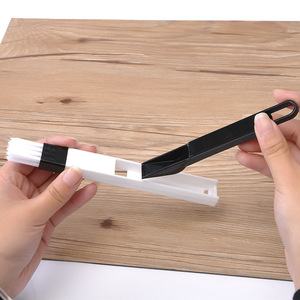 Cleaning <b>Brush</b> With Dustpan For <b>Window</b> Gap Kitchen Bathroom Keyboard Corner Cleaning Nylon Bristles Plastic Handle - Product Image 2
