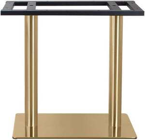 Socle de table double colonne en métal plaqué or, moderne et durable, pour restaurants, centres commerciaux et hôtels - Product Image 5