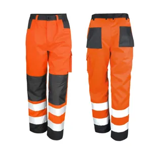 גברים כתומים 100% כותנה מכנסי בטיחות מחזירי אור בגדי עבודה כתומים מטען מכנסי עבודה לבנייה