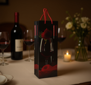 Borsa per vino in carta con manico, elegante confezione regalo per vino - Product Image 2