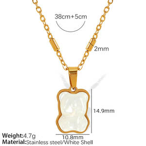 Collar con colgante de acero inoxidable 316L personalizado, chapado en oro PVD de 14K/18K, joyería fina de moda, collares con diseño de oso de concha blanca para mujer - Product Image 6