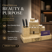 Organisateur de bureau en résine Eid Mubarak, support de stylo personnalisé ASIR, cadeau souvenir pour festival musulman, décoration Ramadan