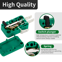 Micro-interrupteur personnalisé de taille moyenne 16A 250VAC à action rapide SPDT 3 broches avec divers leviers