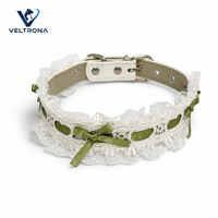 Collier pour chat en ruban de dentelle avec nœud et boucle argentée, collier élégant et réglable pour chaton avec anneau en D, ensemble de collier pour animaux de compagnie avec laisse de 120 cm