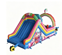 Château gonflable licorne arc-en-ciel avec toboggan, structure de saut pour enfants en PVC commercial pour location de fête