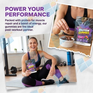 Gummies protéinés saveur fruits rouges sans <span class=keywords><strong>sucre</strong></span>, marque privée OEM ODM, formule personnalisée, emballage sur mesure, pour la croissance musculaire et après l'entraînement - Product Image 6