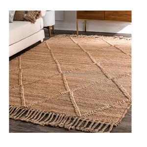 rhombus shape natural jute rugs and carpet low price highly demanded jute rugs home decor furnishing and hotel lobby